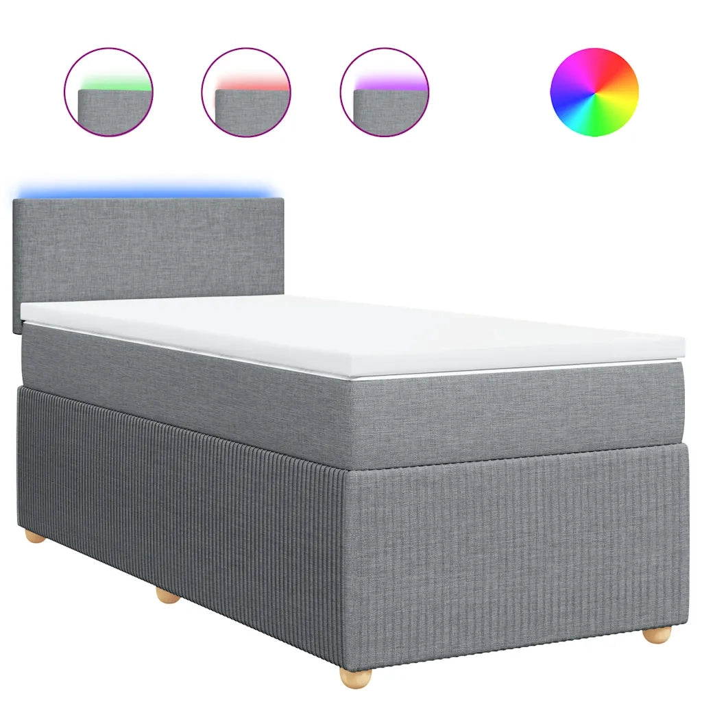 Letto singolo | Letto per adulti | Giroletto a Molle con Materasso Grigio Chiaro 80x200 cm Tessuto