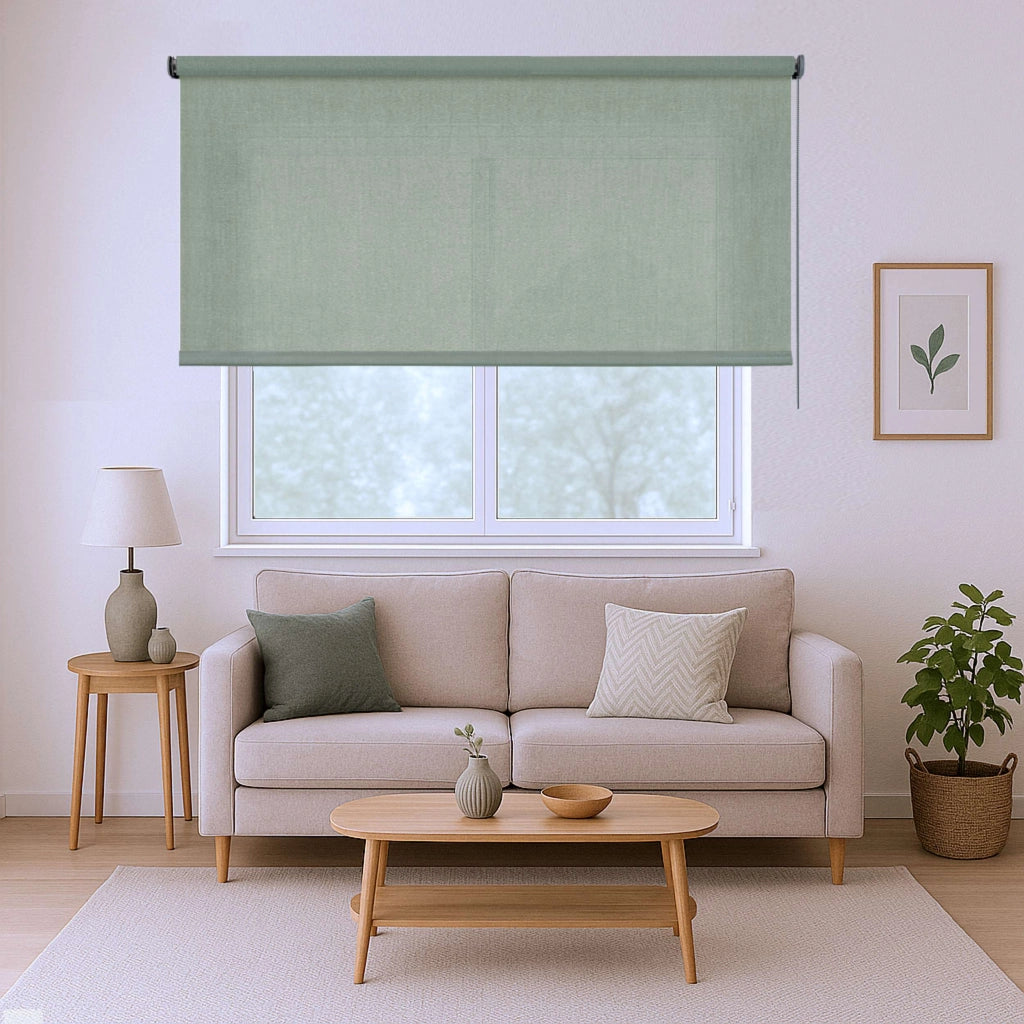 Tenda a Rullo Filtrante, Tenda Avvolgibile Traslucida Liscia Per Finestre e Porte Verde 140x250 cm