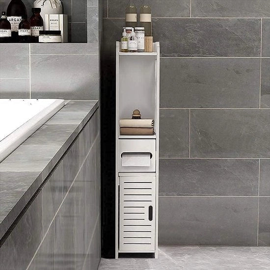 Cassa da bagno 80x155x155 cm bianca cassa in legno - cassa da bagno per toilette cassa con pannelli in tessuto di pelle per ripostiglio.