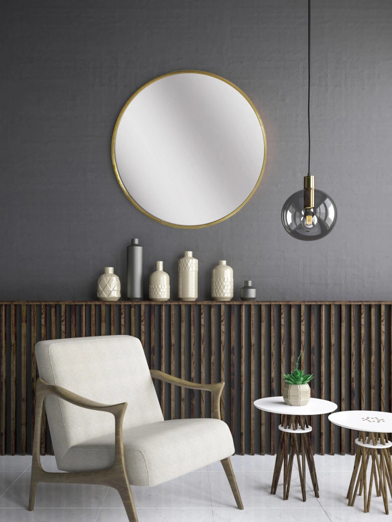 Specchio rotondo Hispanohogar alluminio dorato 60x60x5
