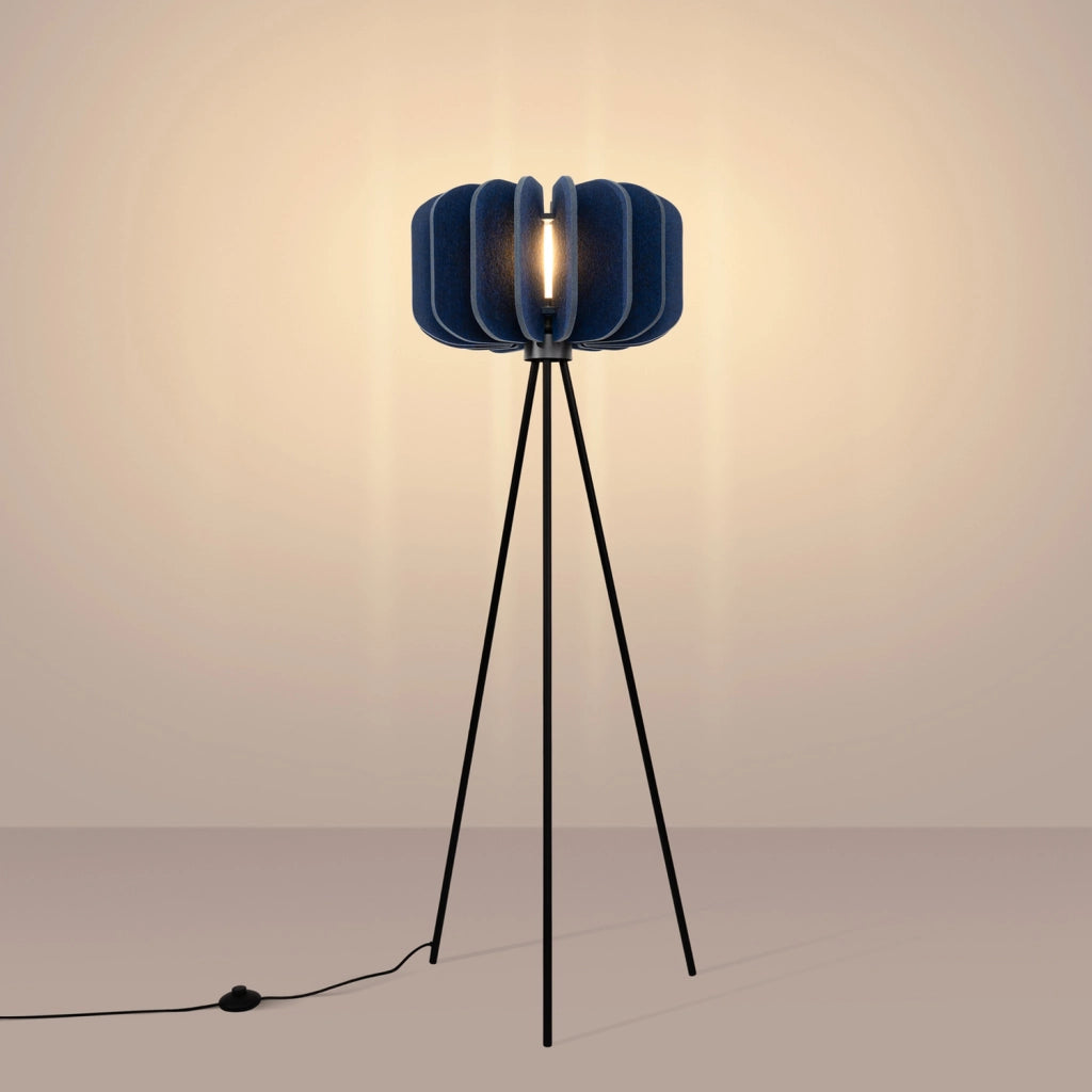 Lampada a sospensione e da terra moderna MULA con paralume in feltro, 45 cm, struttura nera