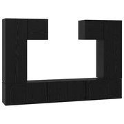 Set mobile TV 7 pz | Armadietto TV | Mobile Porta TV Rovere Nero Legno multistrato