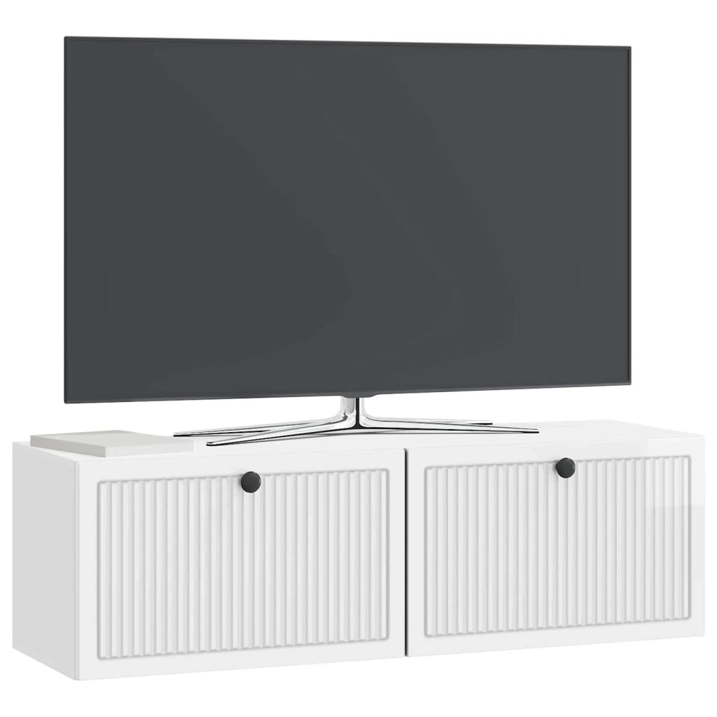 Mobile Porta TV da Muro Bianco Lucido 98 x 31 x 30 cm 898049
