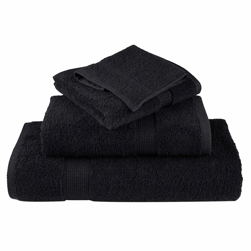 Asciugamano per Ospiti SOLUND 25 pz | Teli per bagno Nero 70 x 140 cm 550 gsm