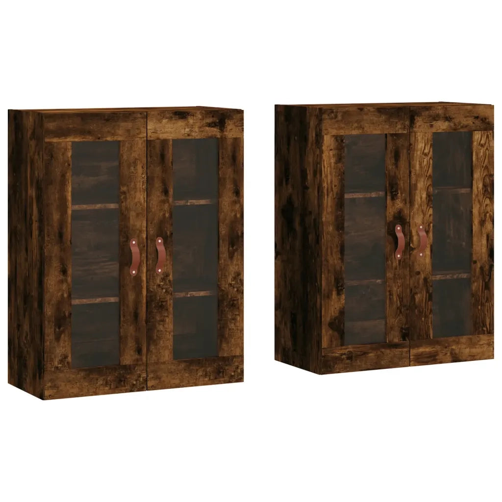 Armadietti a Parete 2 pz Rovere Fumo in Legno Multistrato 3197918