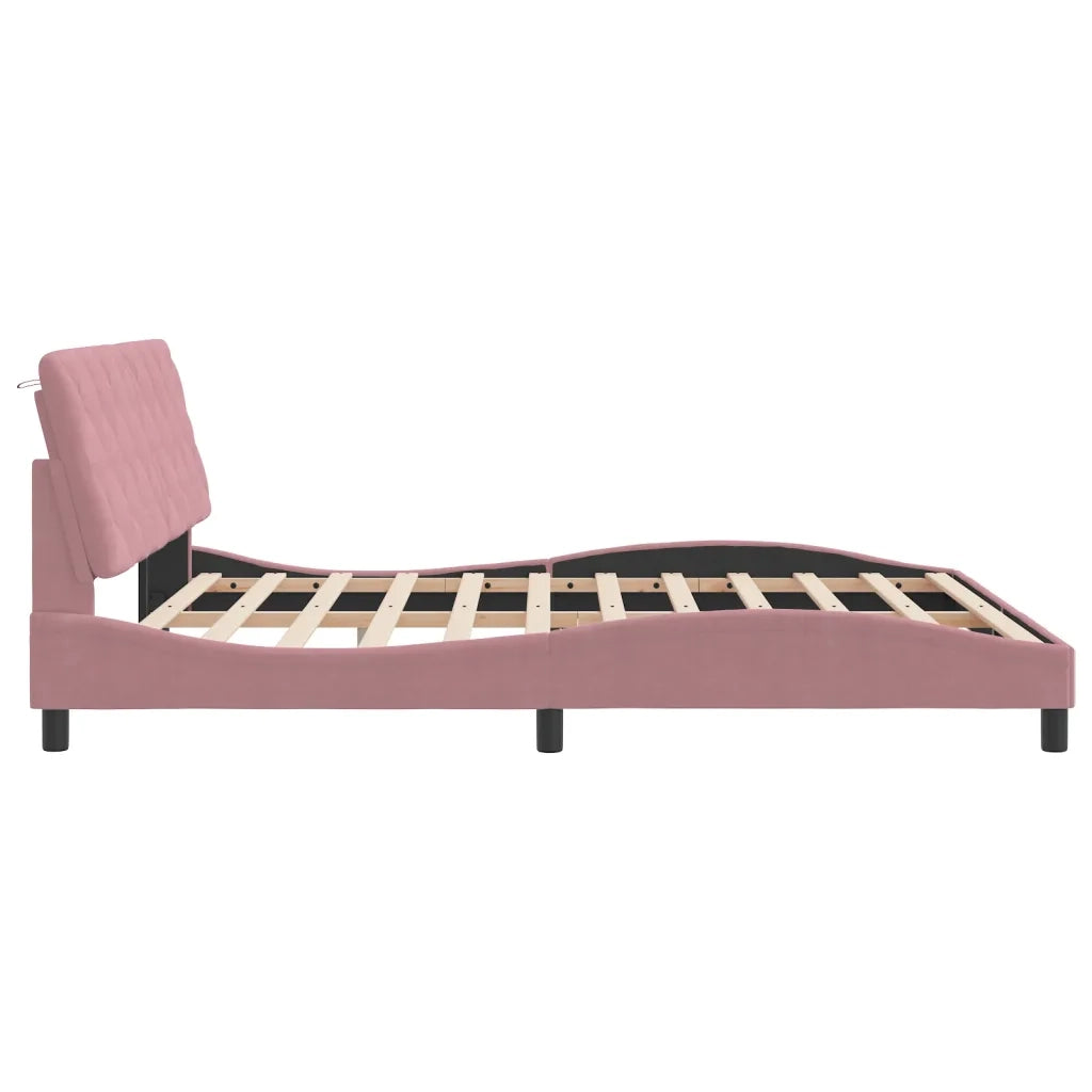 Giroletto con LED senza Materasso Rosa 180x200 cm in Velluto 3213872