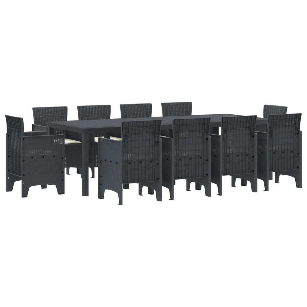 Set da Pranzo per Giardino 11 pcs Antracite Polipropilene