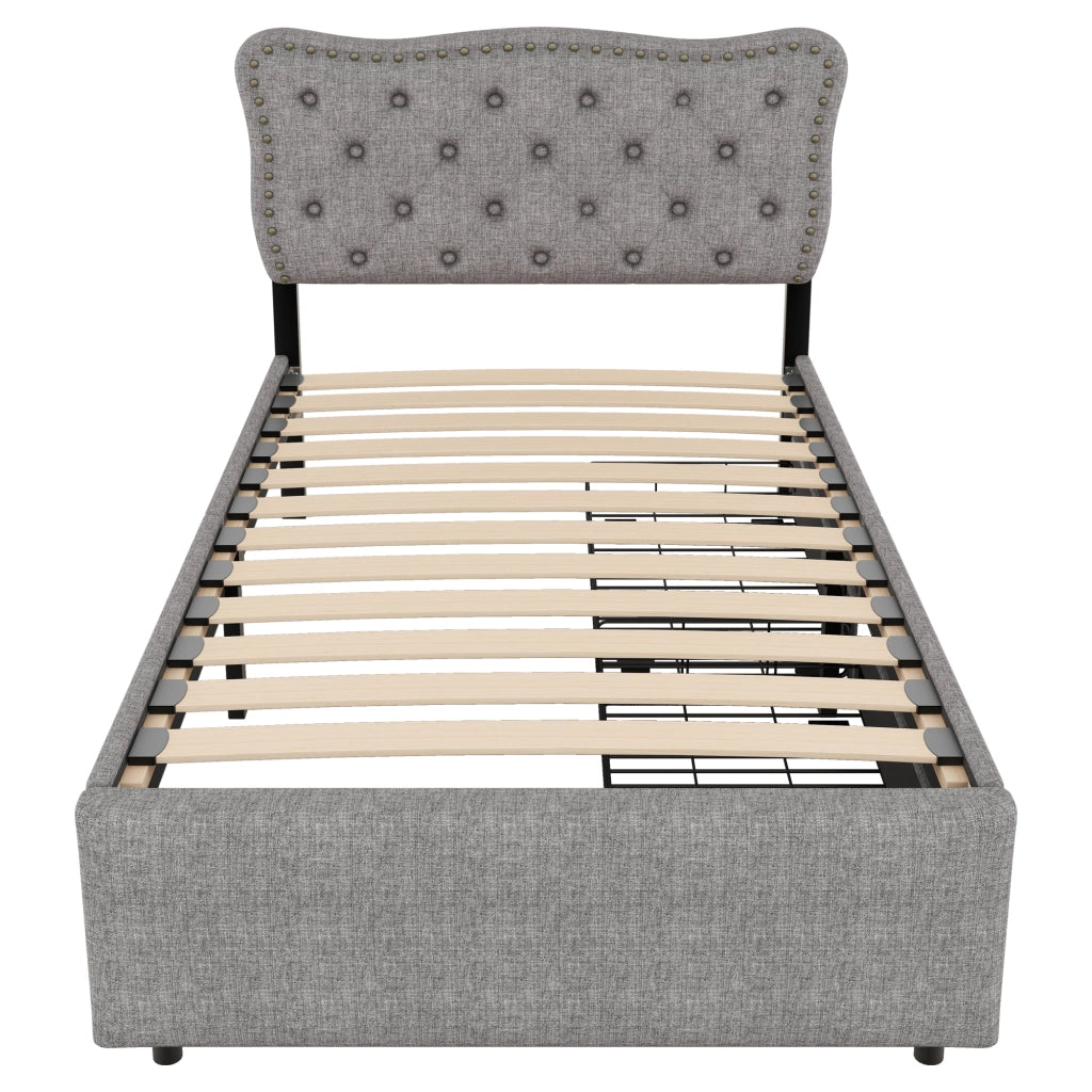letto imbottito mdf grigio 90 x 200 cm
