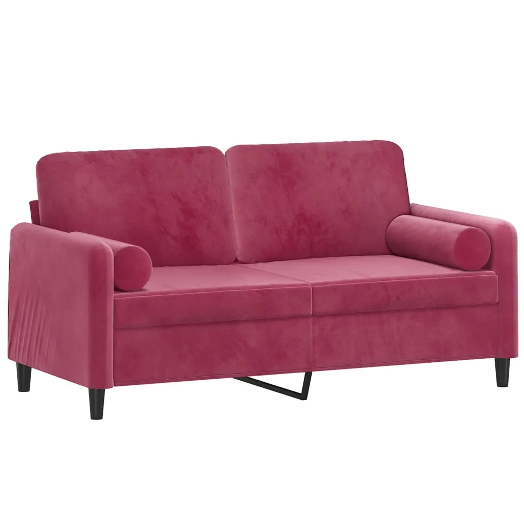 Divano a 2 Posti con Cuscini-Sofa 2 Posti con Cuscini Rosso Vino 140 cm in Velluto 961977