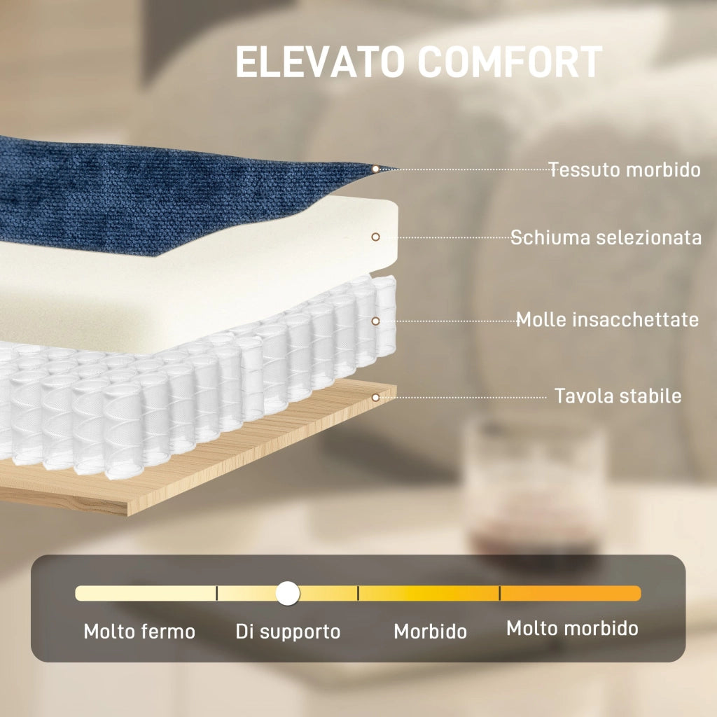 Sedia Girevole da Soggiorno in Tessuto e Metallo ¨C Minimal ¨C Blu Scuro 70x87x84 cm