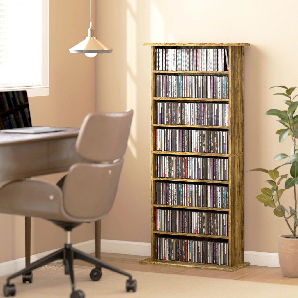 Libreria per CD e DVD ¨C zephmum ¨C marrone, 8 scomparti, 6 ripiani regolabili