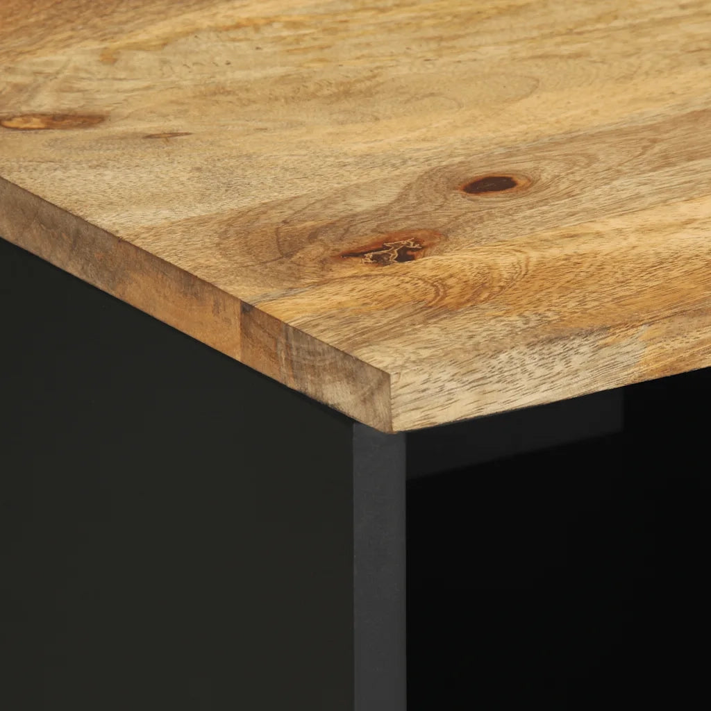 Mobile Porta TV Nero 80x33,5x46 cm Legno Massello Mango Grezzo 4018645