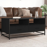 Tavolino Salotto-Tavolino da soggiorno-Tavolo Nero 100x50x45 cm Legno Multistrato e Metallo 463730