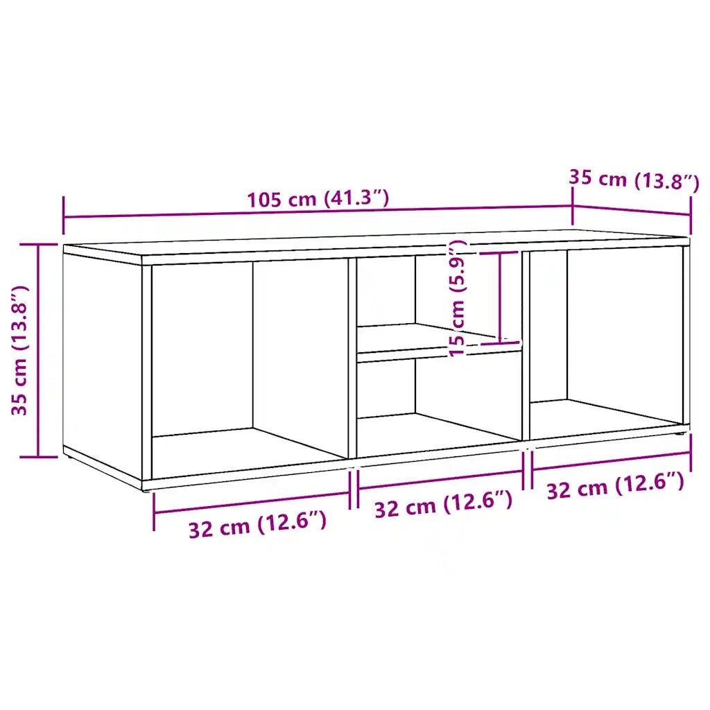 Panca Porta Scarpe | Scarpiera | Mobile per scarpe Grigio Cemento 105x35x35cm Legno Multistrato