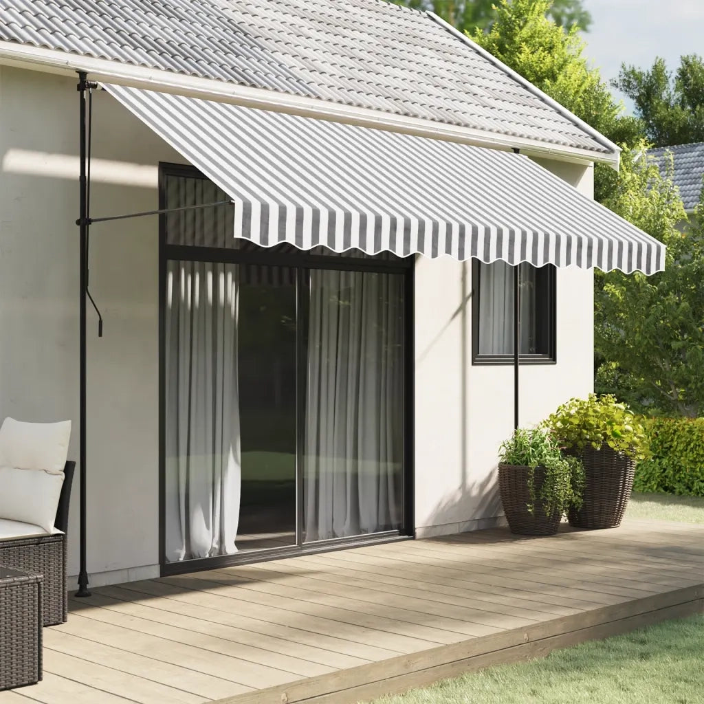 Tessuto Ricambio Mantovana Tenda Strisce Antracite Bianche 3,5m 367787