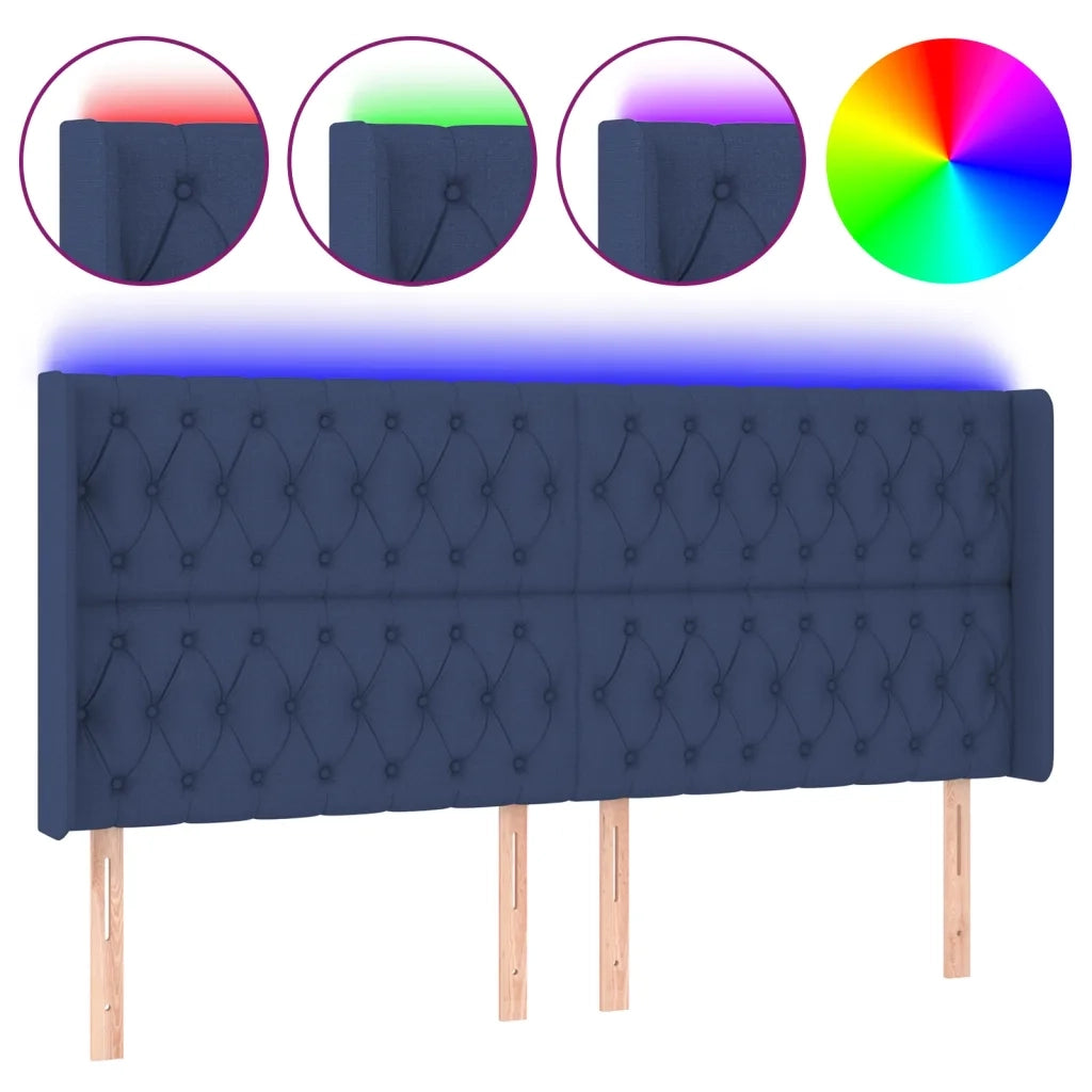 Testiera a LED Blu 183x16x118/128 cm in Tessuto 3124404