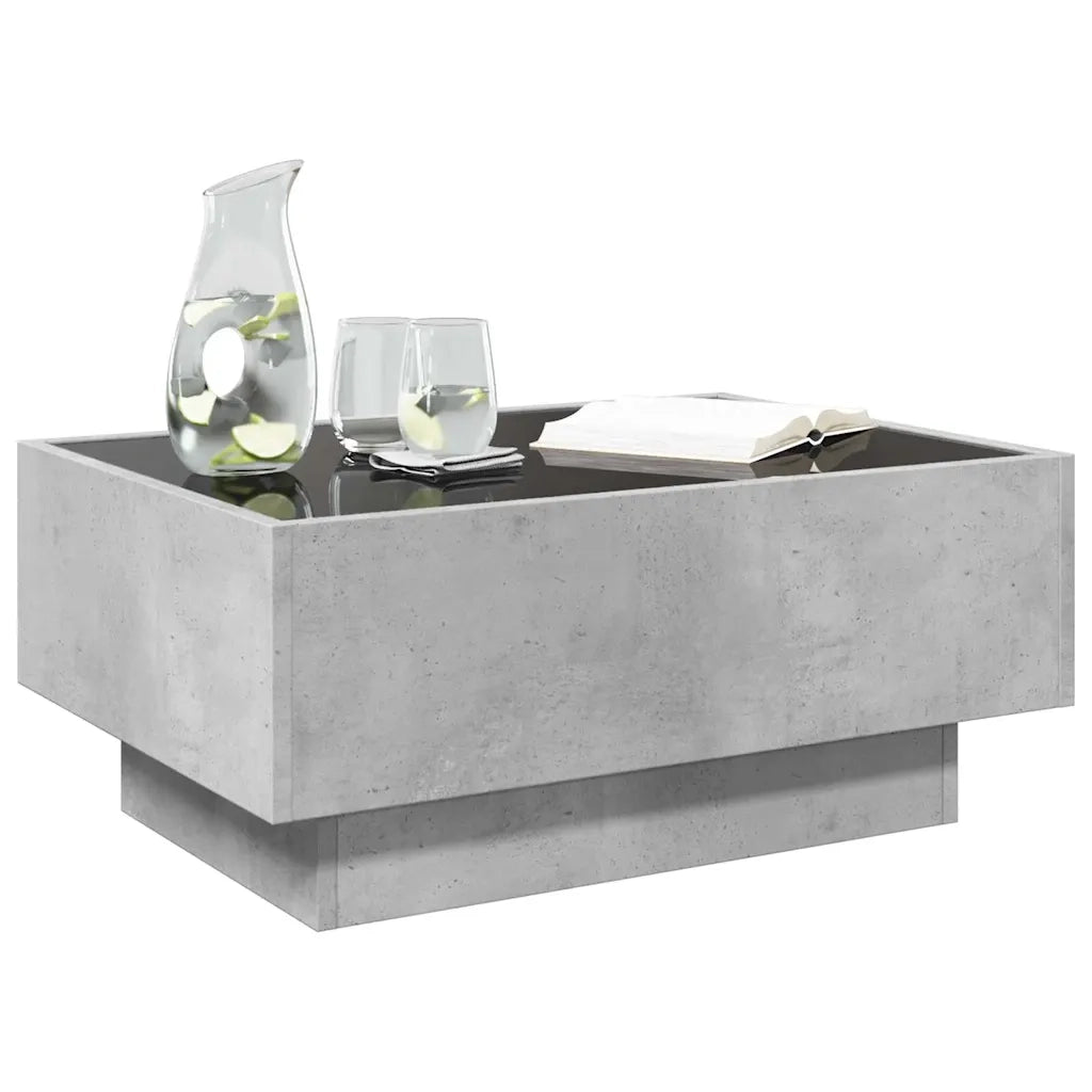 Tavolino Salotto con LED-Tavolino da soggiorno-Tavolo Grigio Cemento 70x50x30 cm Multistrato