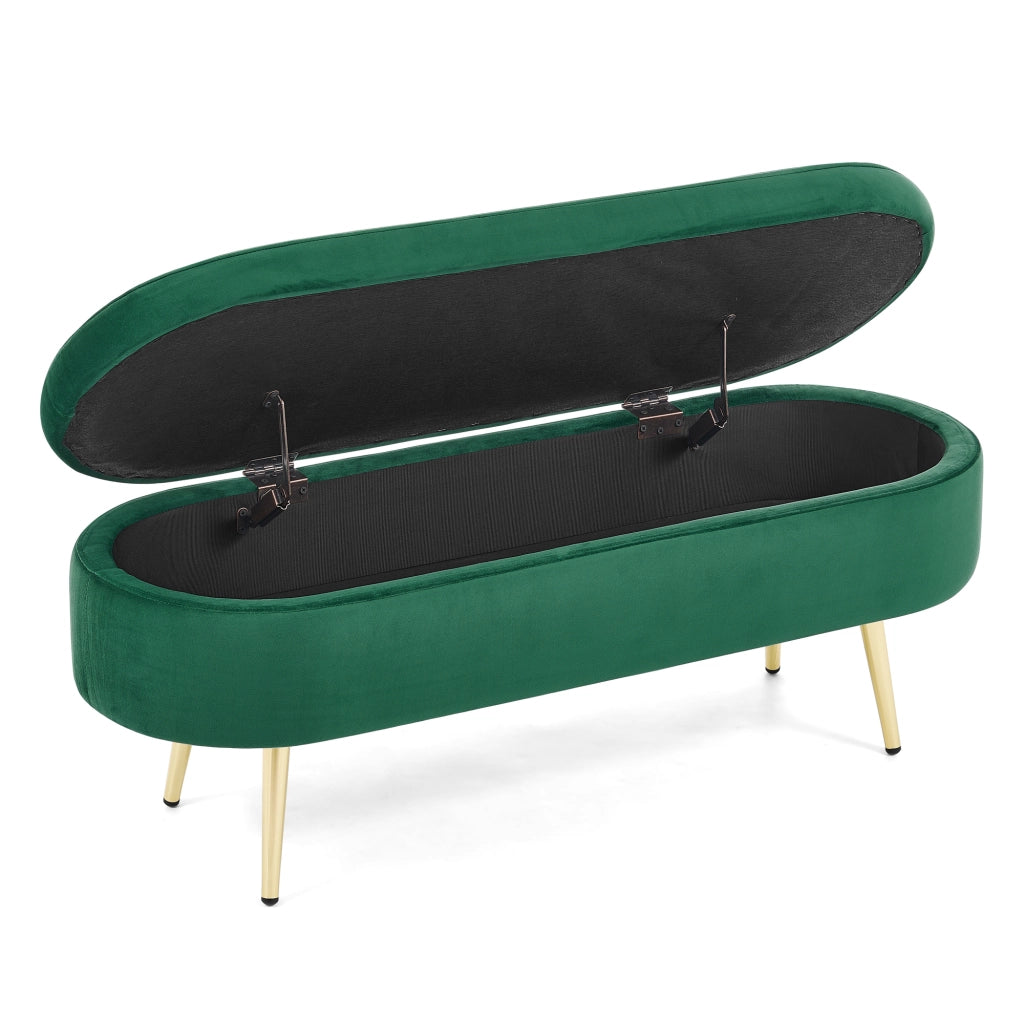 PANCA CONTENITORE 110x40x42 cm in velluto verde scuro
