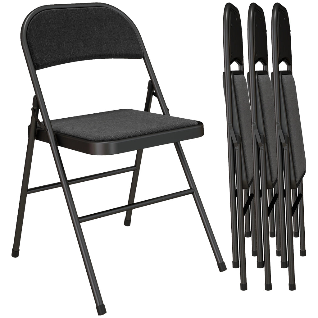 Set 4 Sedie Pieghevoli da Pranzo ¨C Xylo ¨C Struttura Metallo Nero 45x46x78cm