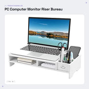 Alzatore per Monitor 48 cm - Stand per Laptop - Organizzatore per Scrivania - Cassetto per Magazzino - Progettazione Antishock - Stand per Monitor