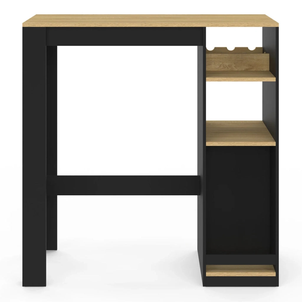 IDMarket - Tavolo da bar AMERI con armadio e portabottiglie per 2 persone, legno e nero