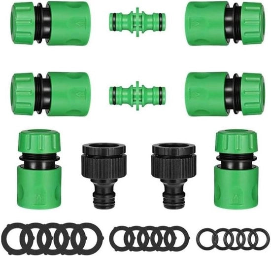 Kit di connessione per tubi da giardino - 10 pezzi con connessioni veloci, presse a doppia vite, connessioni per valvole