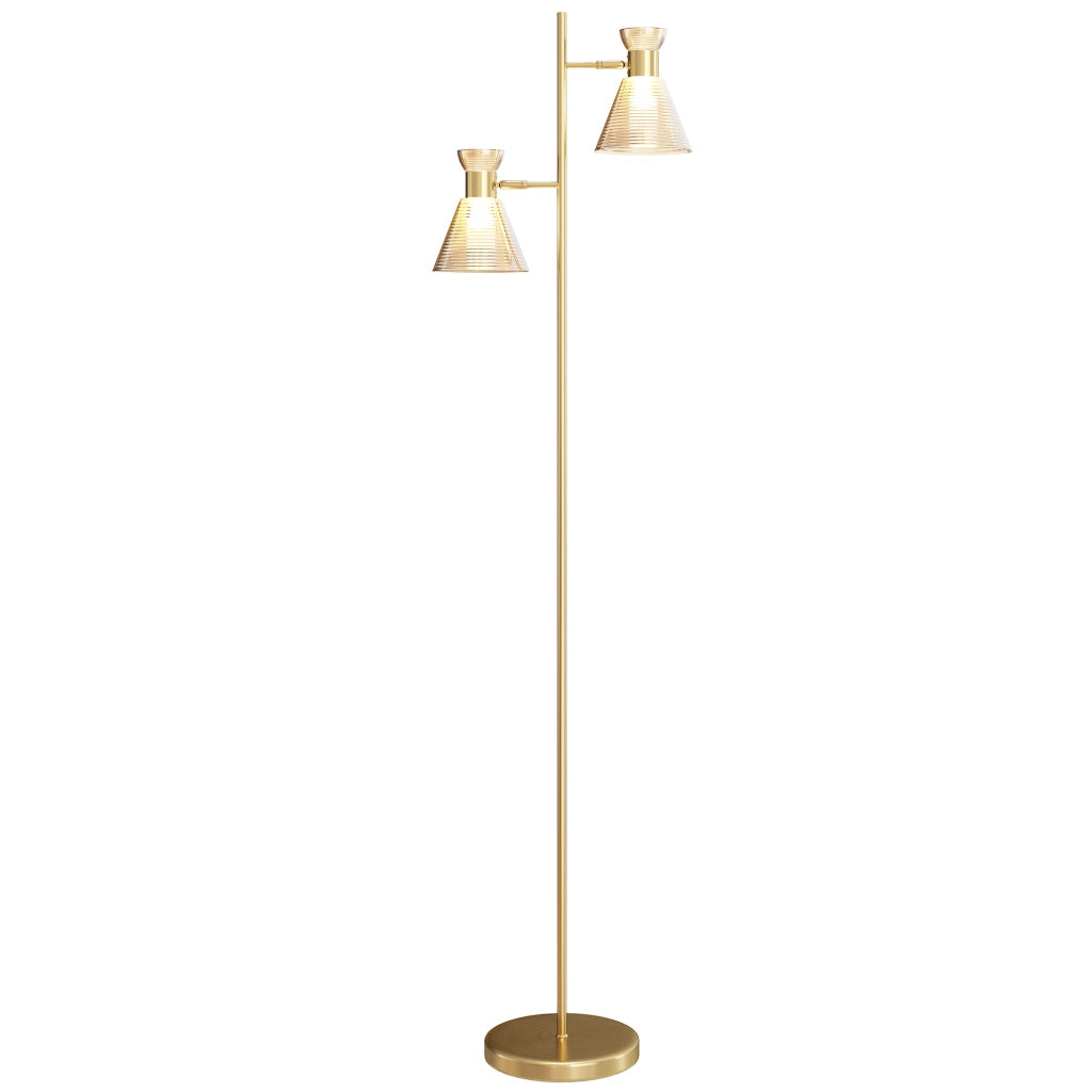 Lampada da terra a due teste regolabile ¨C zephmum ¨C vetro floreale dorato 42x25x165 cm