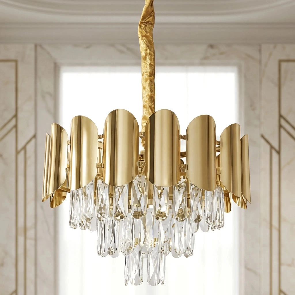 Lampada A Sospensione In Cristallo Swe099-cp 40cm Gold