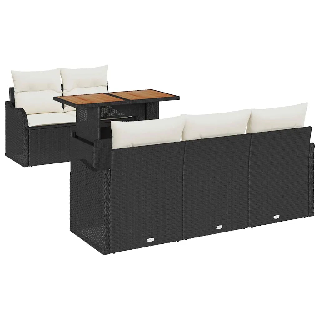 Set Divano da Giardino con archiviazione 6 pcs Nero Poly Rattan 3358133