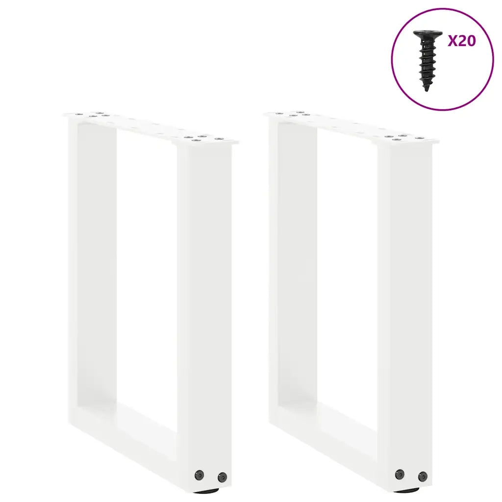 Gambe per Tavolino da Caff¨¨ a Forma di U 2 pz-Set di 2 Gamba per Tavolo Bianche 38x(42-43) cm Acciaio 638713