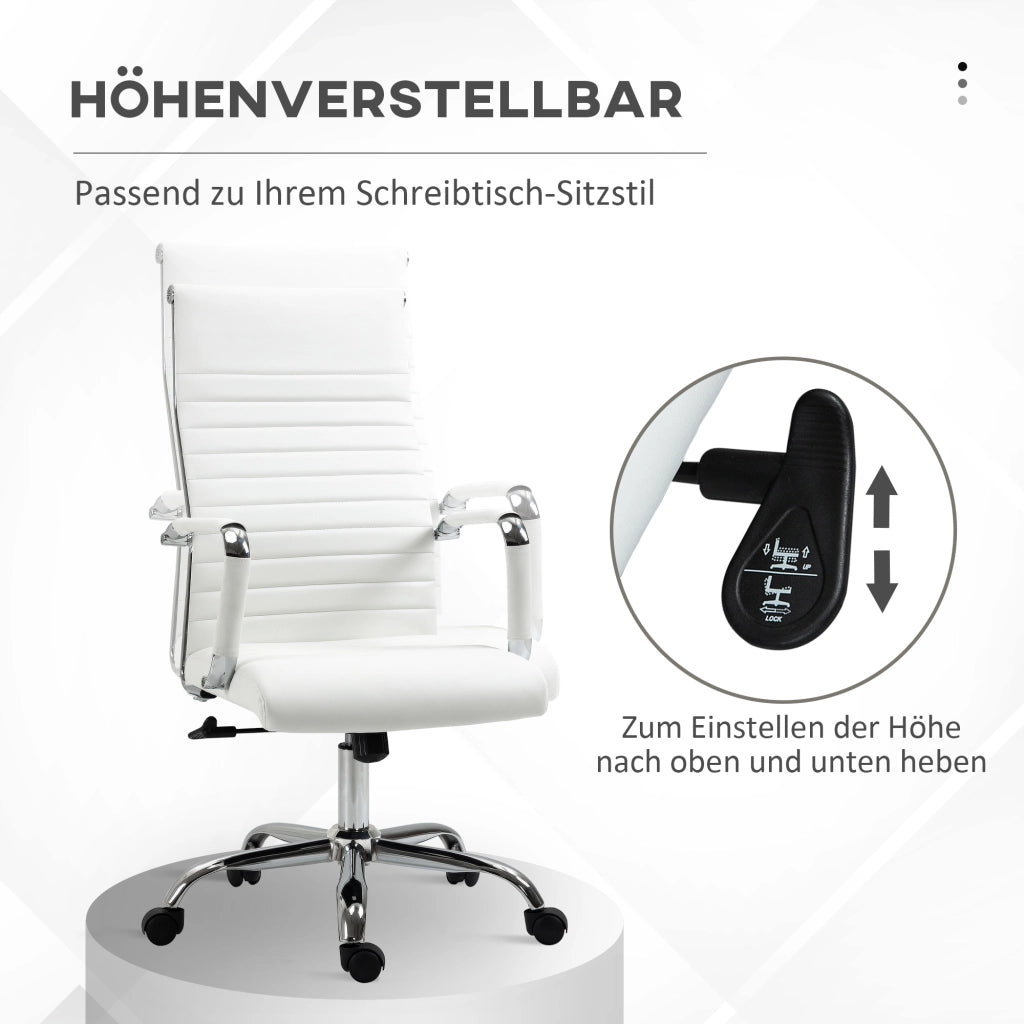 Sedia da ufficio ergonomica con funzione dondolo, ruote girevoli a 360¡ã, gambe in acciaio, rivestimento in similpelle, portata massima 120 kg,