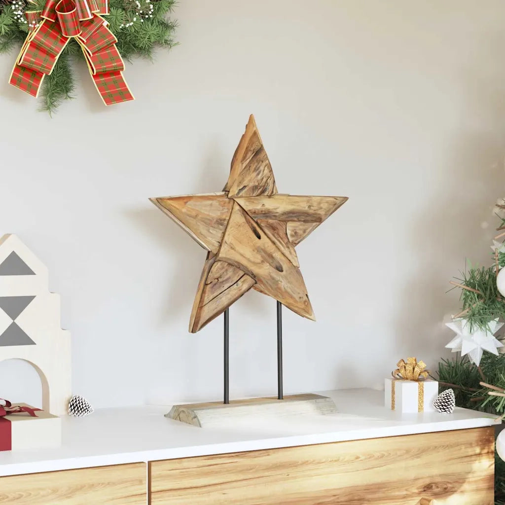 Stella di Natale-Decorazioni natalizie Marrone 45 x 5 x 60 cm Legno di teak solido