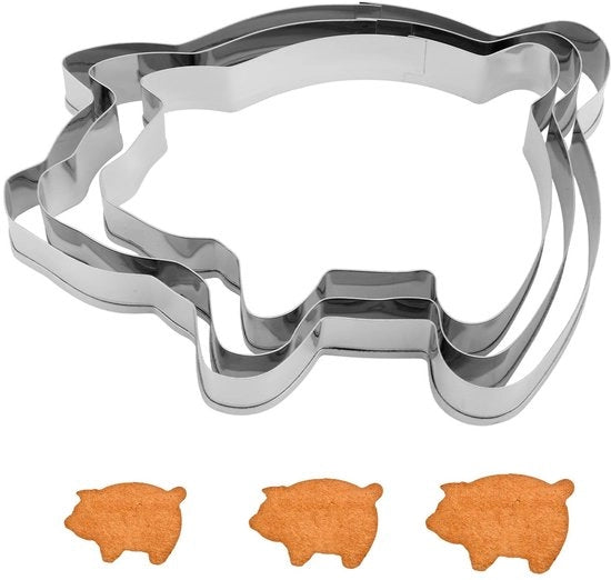 Forme per dolci a forma di maiale 3 pezzi - Acciaio inossidabile - Forme per torte - Forme divertenti animali - Ideali per le migliori leccornie
