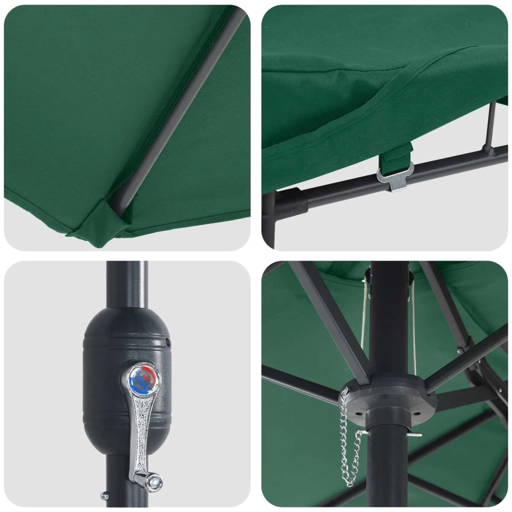 Ombrello da giardino Verde 385 x 209 x 244 cm Poliestere 42003284