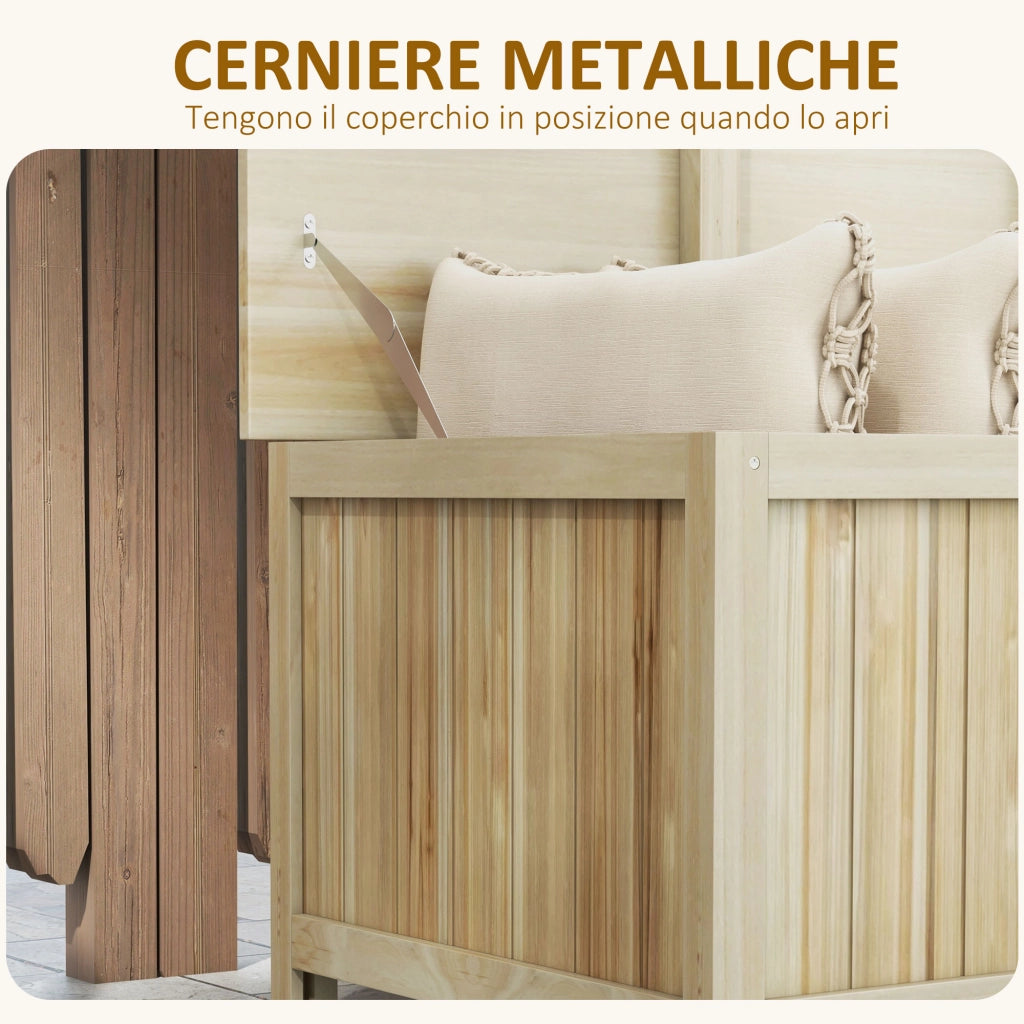 Panca Contenitore da Giardino in Legno ¨C Minimal ¨C 120x55x45cm Colore Legno