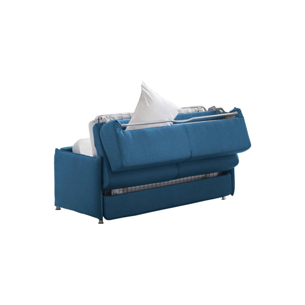Follina, Divano Letto 2 Posti Sfoderabile Made in Italy, 160x95 cm blu