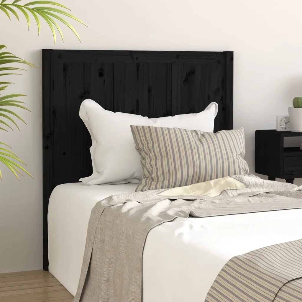 Testiera per Letto-Testata-Testiera Decorativa Nera 95,5x4x100 cm in Legno Massello di Pino 181261
