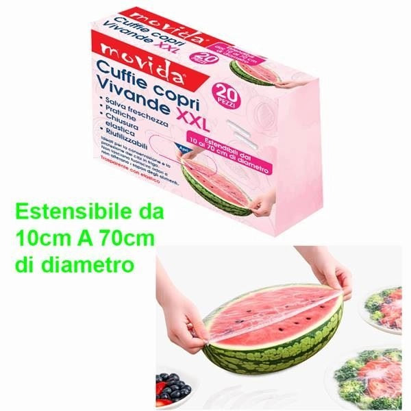 Set 20 Pezzi Cuffia Coprivivande Copricibo XXL 70 cm