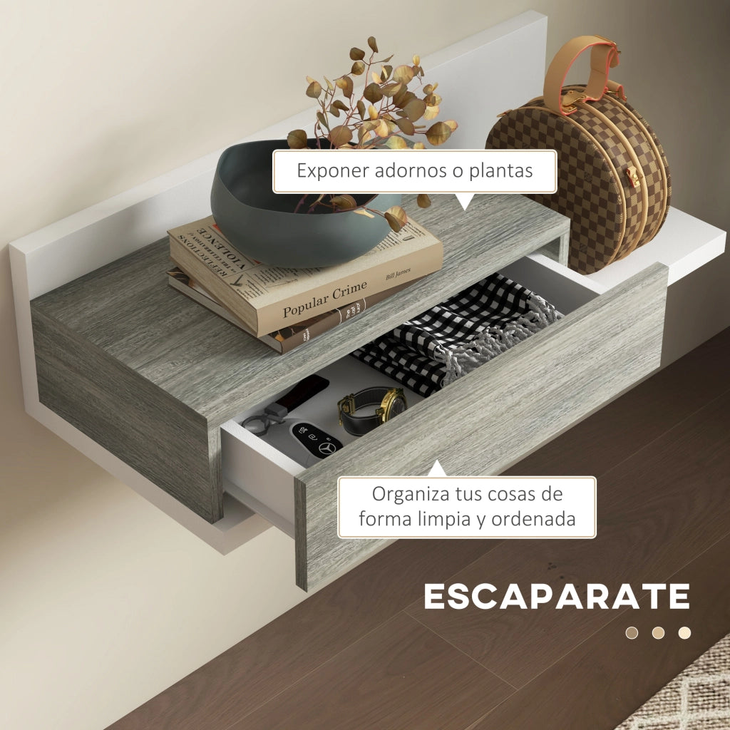 Mobile Ingresso con Specchio e Cassetto ¨C Zephmum ¨C Bianco e Grigio 75x3.5x75 cm