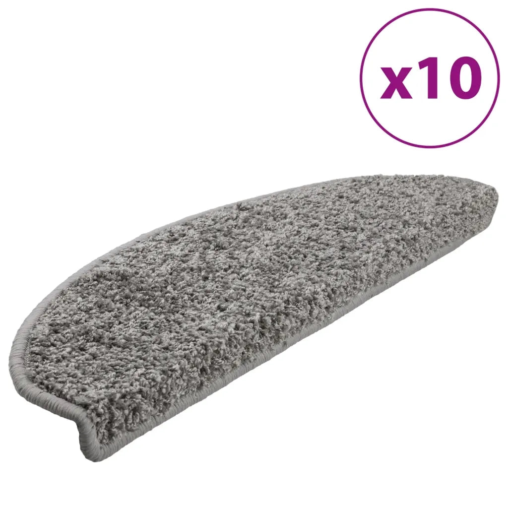Tappetini per scale 10 pz 65x21x4 cm Grigio Semicircolari Grandi 149799
