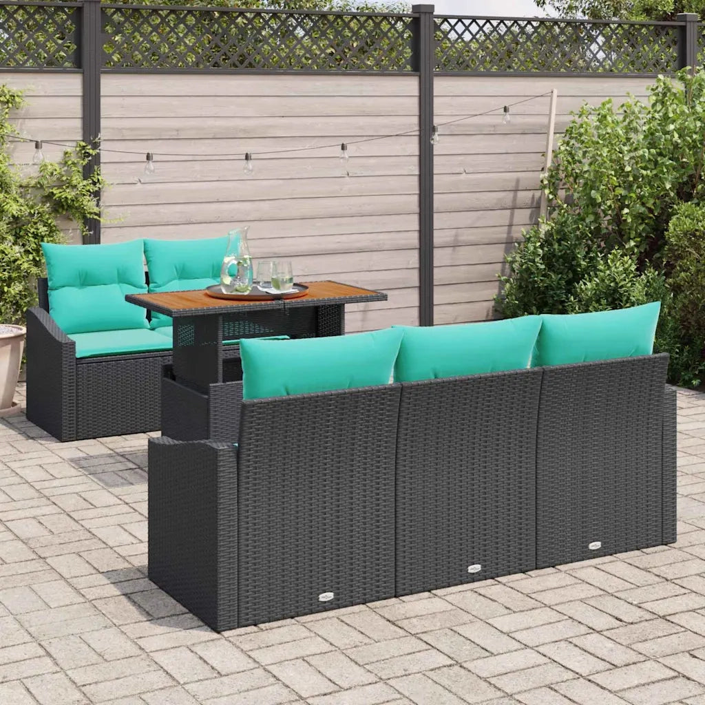 Set da Pranzo per Giardino con cuscino 6 pcs Nero e Verde acqua 3349780