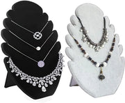 Set da gioielli in acciaio per catene, cateniera con 5 fori per catene, per appendere catene, organizzatore da tavolo per gioielli, velluto (nero, grigio)