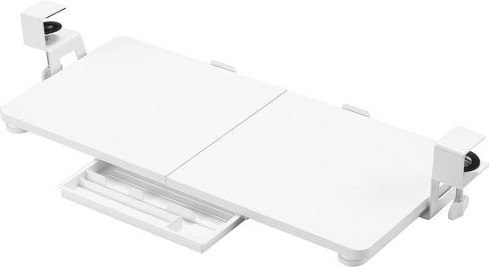 Supporto tastiera, 68 x 30 cm grande supporto tastiera sotto il tavolo con chiusura C, standard tastiera computer, supporto tastiera ergonomico per la scrittura, a casa e in ufficio (bianco)
