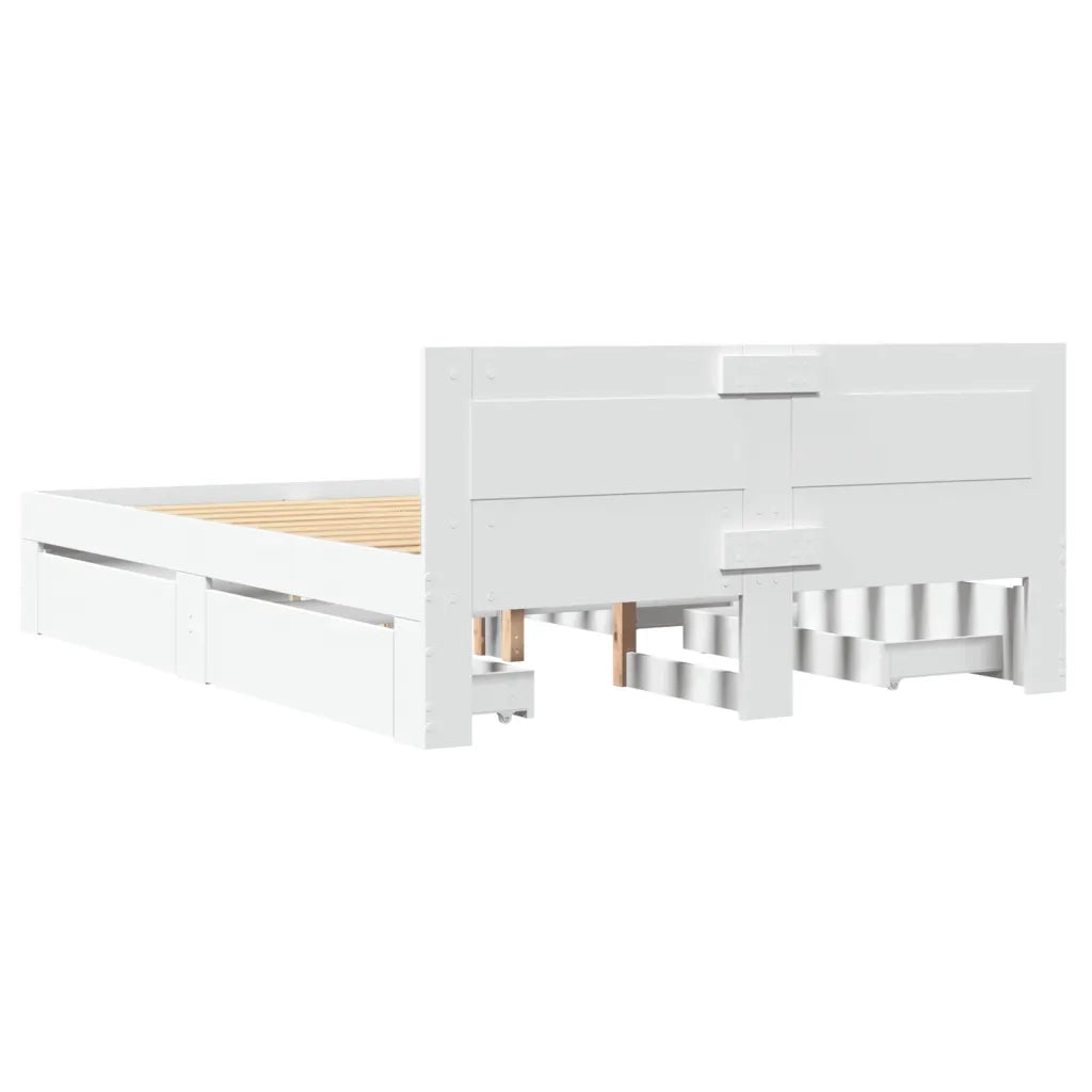 Letto matrimoniale | Letto per adulti | Giroletto con Testiera senza Materasso Bianco 140x200 cm