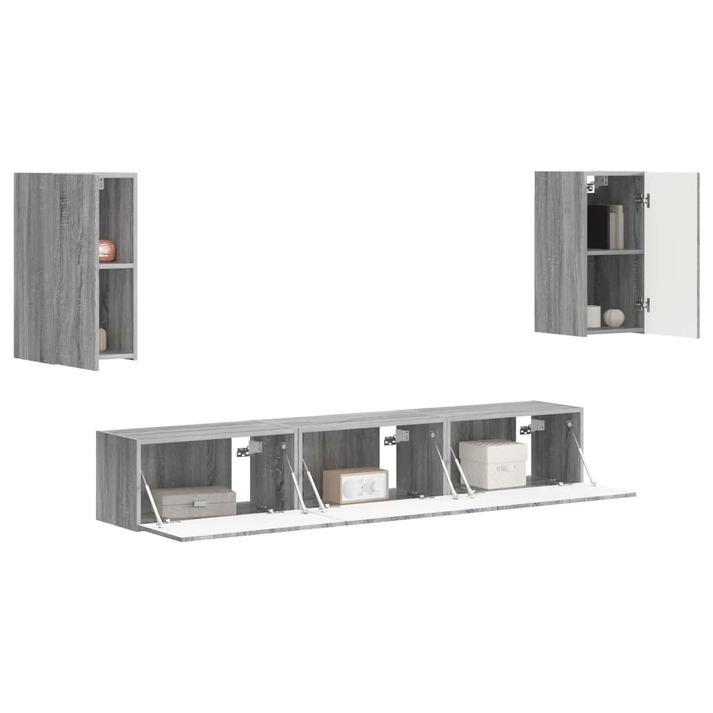 Set mobile TV 5 pz | Armadietto TV | Mobile Porta TV Grigio Sonoma Legno multistrato
