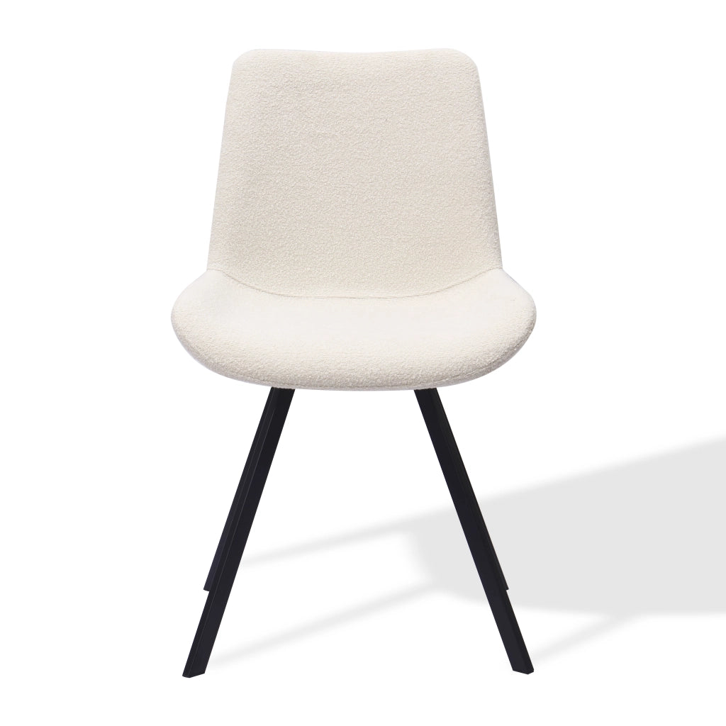 Sedia da pranzo girevole 360° in tessuto con gambe in metallo bianco 61 × 61 × 54,4 cm