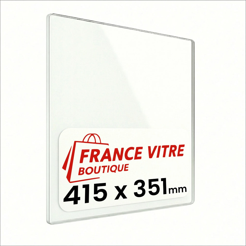 415 x 351 x 4 mm - Vetro per stufa a legna - vetro camino di ricambio - vetro per caminetto resistente al fuoco - France Vitre