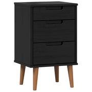 Comodino | Armadio da Notte | Mobiletto da notte Nero 40 x 35 x 65 cm Legno di pino massiccio