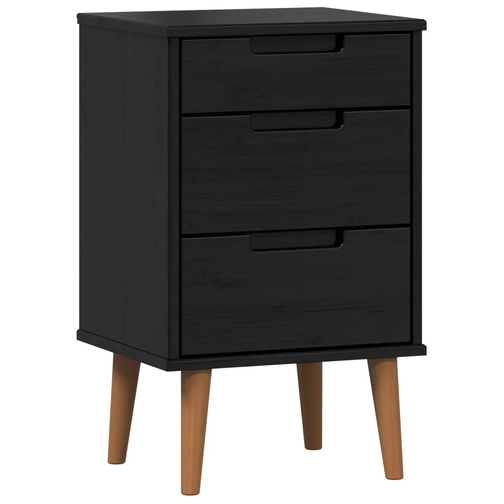 Comodino | Armadio da Notte | Mobiletto da notte Nero 40 x 35 x 65 cm Legno di pino massiccio