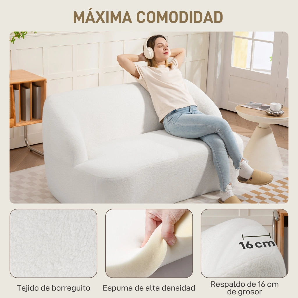 Divano 2 posti in borreguito ¨C Xylo ¨C Curvo trapuntato crema 142 cm